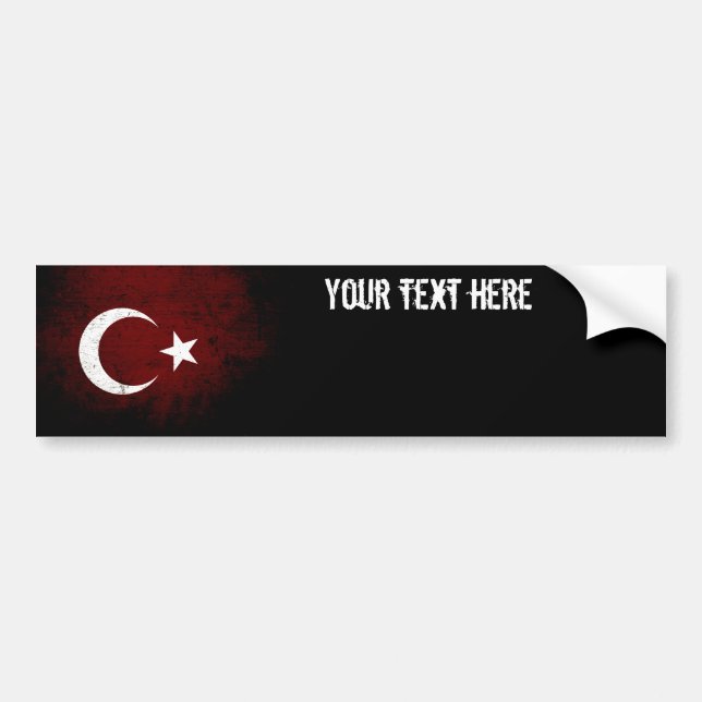 Pegatina Para Coche Bandera negra de Turquía del Grunge (Frente)