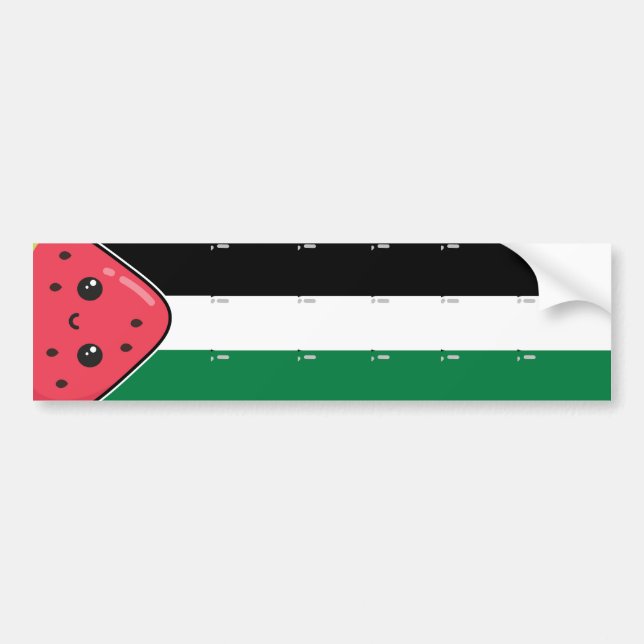 Pegatina Para Coche Bandera palestina linda con Palestina sin sandía (Frente)