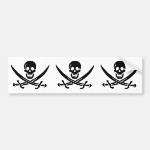 Pegatina Para Coche Bandera Pirata Calavera Espadas Cruzadas