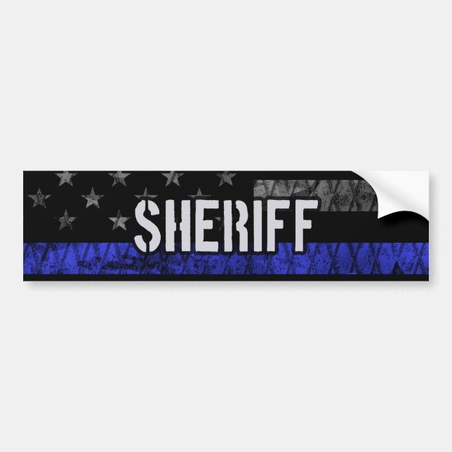 Pegatina Para Coche Bandera policial del sheriff angustiada (Frente)
