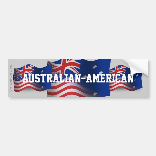 Pegatina Para Coche Bandera que agita Australiano-Americana (Frente)