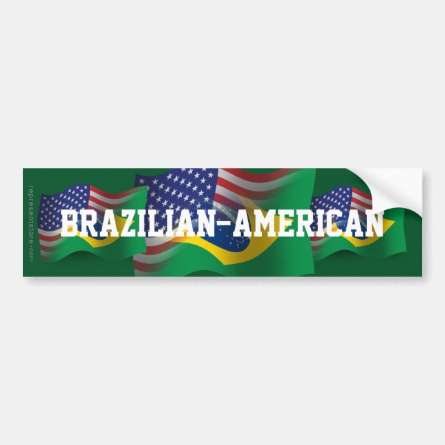 Pegatina Para Coche Bandera que agita Brasileño-Americana (Frente)