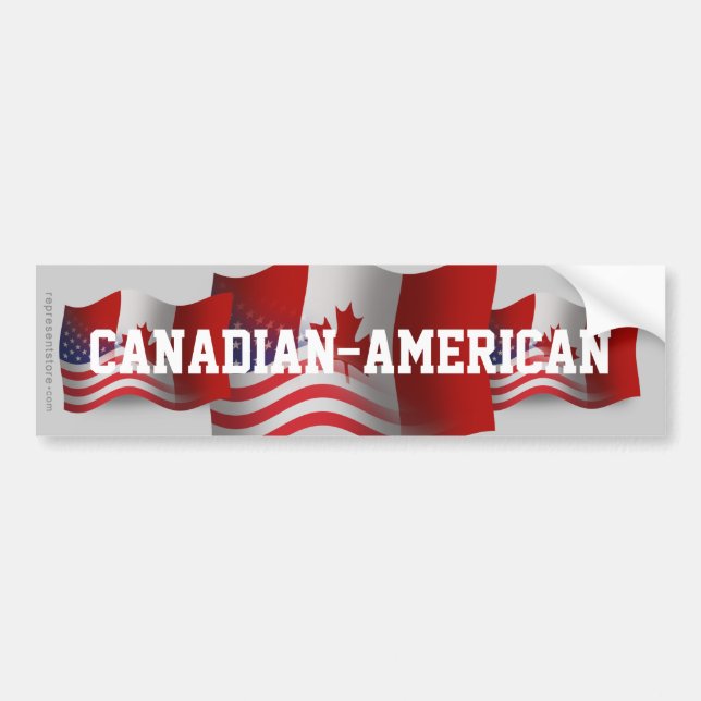 Pegatina Para Coche Bandera que agita Canadiense-Americana (Frente)