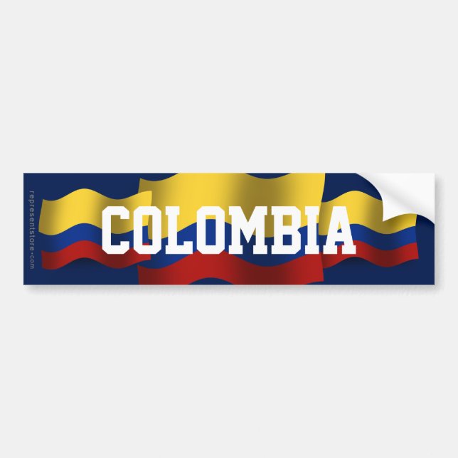 Pegatina Para Coche Bandera que agita de Colombia (Frente)