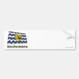 Pegatina Para Coche Bandera que agita de Hertfordshire con nombre
