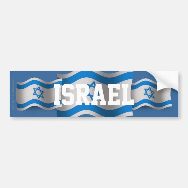 Pegatina Para Coche Bandera que agita de Israel (Frente)