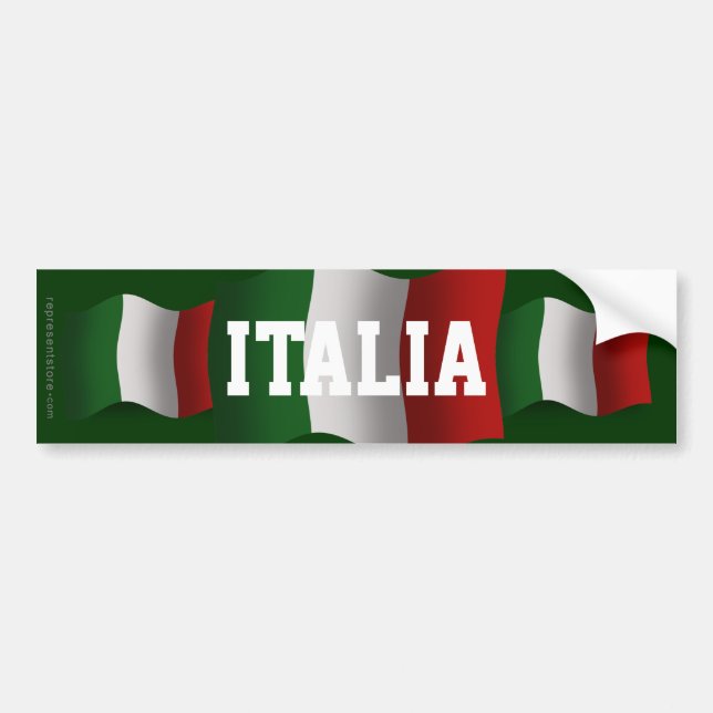 Pegatina Para Coche Bandera que agita de Italia (Frente)
