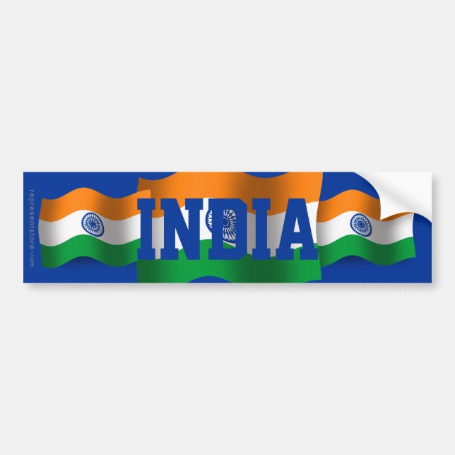 Pegatina Para Coche Bandera que agita de la India (Frente)