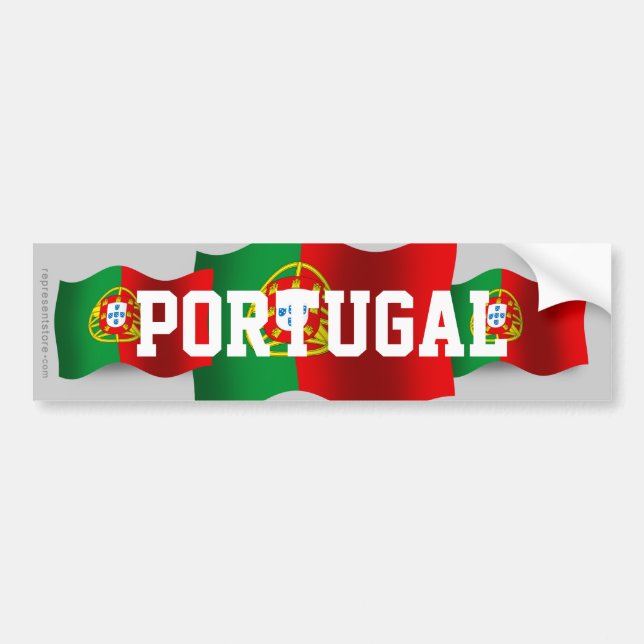 Pegatina Para Coche Bandera que agita de Portugal (Frente)