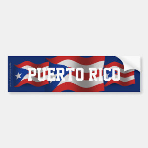 Pegatina Para Coche Bandera que agita de Puerto Rico
