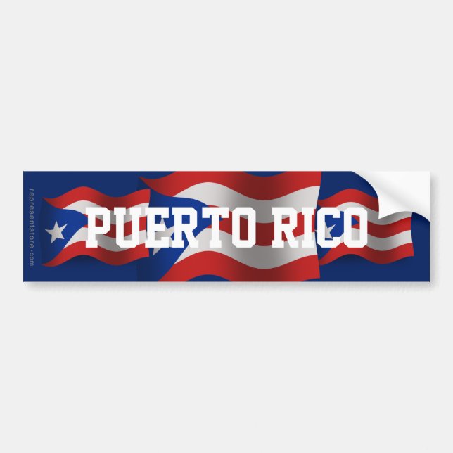 Pegatina Para Coche Bandera que agita de Puerto Rico (Frente)
