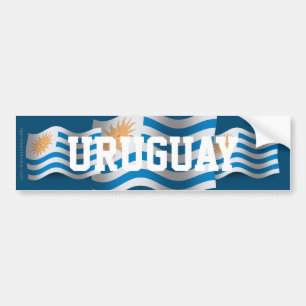 Pegatina Para Coche Bandera que agita de Uruguay
