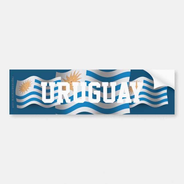 Pegatina Para Coche Bandera que agita de Uruguay (Frente)