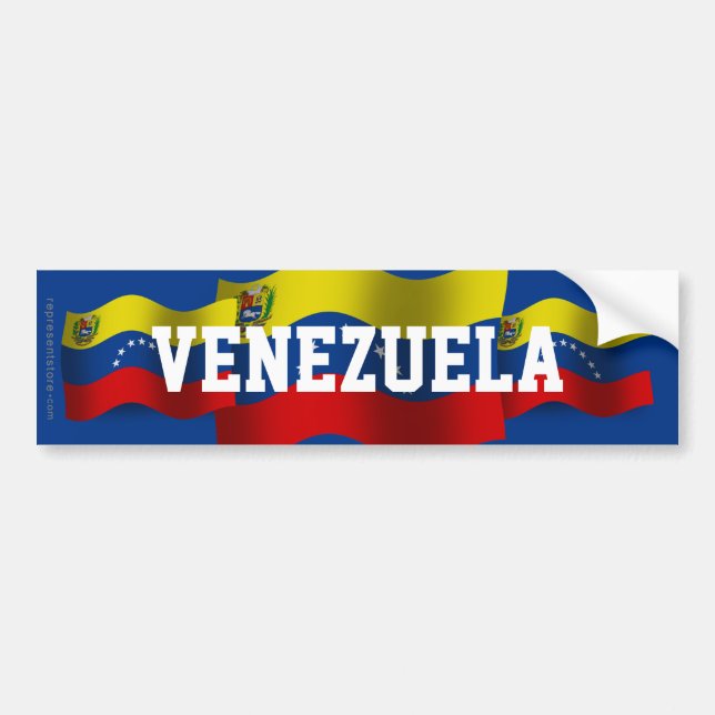 Pegatina Para Coche Bandera que agita de Venezuela (Frente)