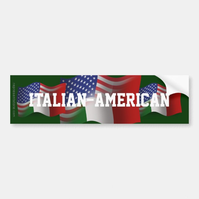 Pegatina Para Coche Bandera que agita Italiano-Americana (Frente)