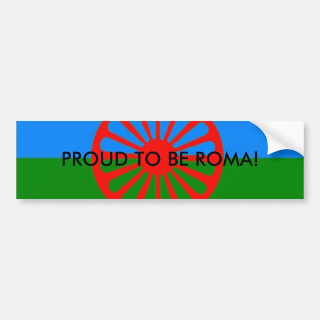 Pegatina Para Coche ¡Bandera Romani, ORGULLOSA SER ROMA! (Frente)