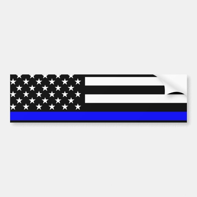 Pegatina Para Coche Bandera simbólica delgada de la línea azul (Frente)
