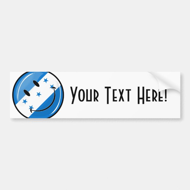 Pegatina Para Coche Bandera sonriente redonda brillante del Honduran (Frente)