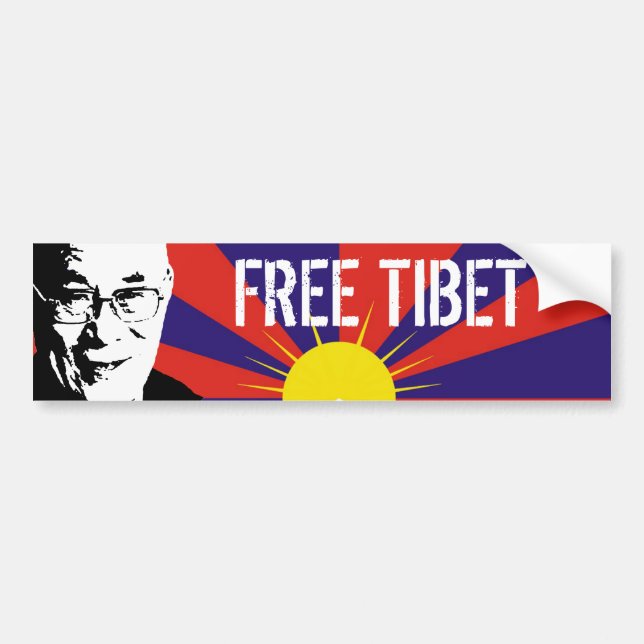 Pegatina Para Coche Bandera tibetana, Dalai Lama, IBET LIBRE (Frente)