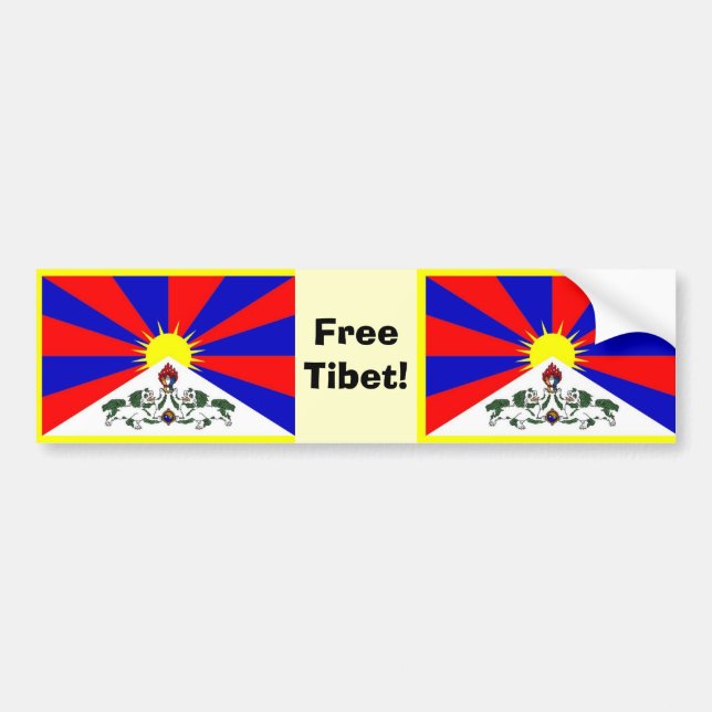 Pegatina Para Coche ¡Bandera tibetana - Tíbet libre! (Frente)