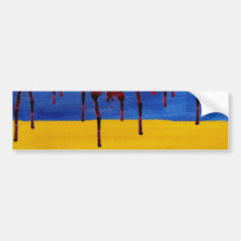 Pegatina Para Coche Bandera ucraniana goteando sangre (acuarela) 