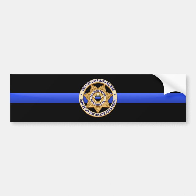 Pegatina Para Coche Bandera y distintivo delgado de la línea azul (Frente)