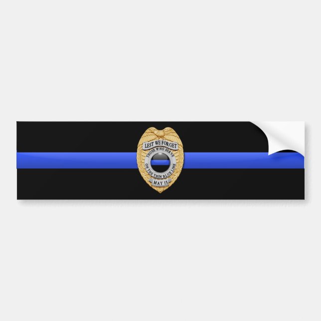 Pegatina Para Coche Bandera y distintivo delgado de la línea azul (Frente)