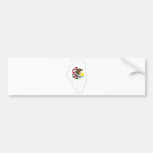 Pegatina Para Coche Bandera y mapa del estado de Illinoise