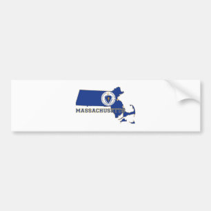 Pegatina Para Coche Bandera y mapa del estado de Massachusetts