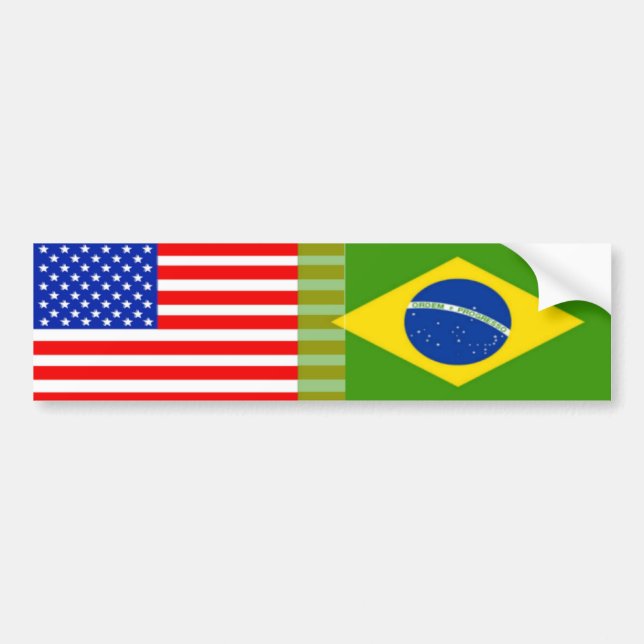 Pegatina Para Coche Banderas Americano-Brasileñas (Frente)