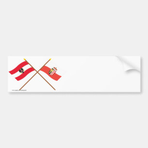 Pegatina Para Coche Banderas cruzadas de Austria y de Oberösterreich