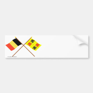 Pegatina Para Coche Banderas cruzadas de Bélgica y de Hainaut