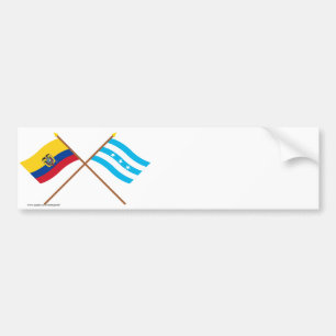 Pegatina Para Coche Banderas cruzadas de Ecuador y de Guayas