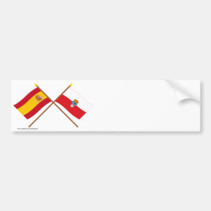 Pegatina Para Coche Banderas cruzadas de España y de Cantabria