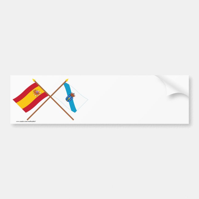 Pegatina Para Coche Banderas cruzadas de España y de Galicia (Frente)