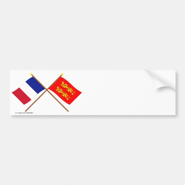Pegatina Para Coche Banderas cruzadas de Francia y de Basse-Normandie (Frente)