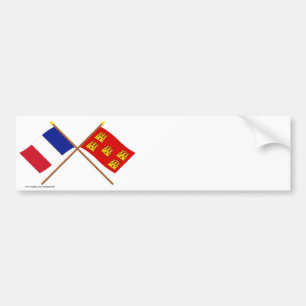Pegatina Para Coche Banderas cruzadas de Francia y del