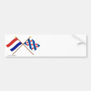 Pegatina Para Coche Banderas cruzadas de Holanda y de Frisia