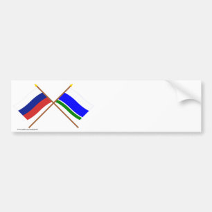 Pegatina Para Coche Banderas cruzadas de Rusia y de Sverdlovsk Oblast