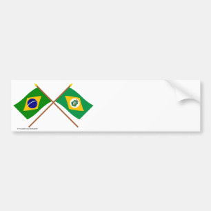 Pegatina Para Coche Banderas cruzadas del Brasil y de Ceará