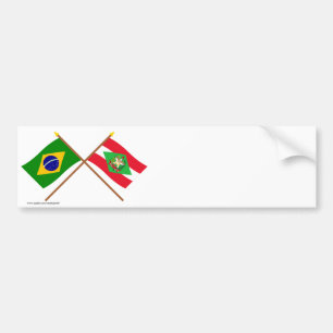Pegatina Para Coche Banderas cruzadas del Brasil y de Santa Catarina