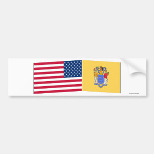 Pegatina Para Coche Banderas de Estados Unidos y de New Jersey