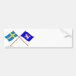 Pegatina Para Coche Banderas del län cruzado de Suecia y de Gotlands