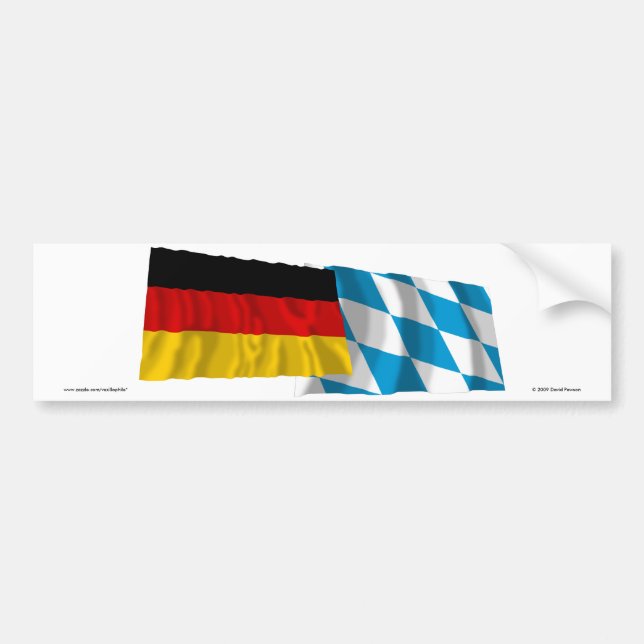 Pegatina Para Coche Banderas que agitan de Alemania y de Baviera (Frente)