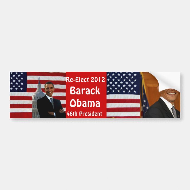 Pegatina Para Coche BARACK OBAMA-Re-Elect_ Bumper Sticker (Frente)