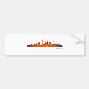 Pegatina Para Coche Barcelona watercolor skyline v01