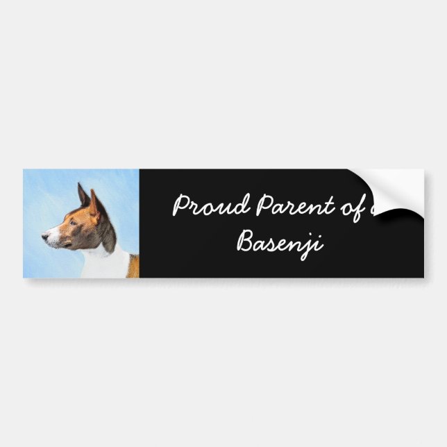 Pegatina Para Coche Basenji Painting - Cute Original Art (Frente)