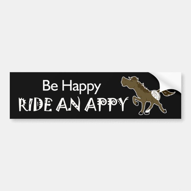 Pegatina Para Coche Be Happy Ride An Appy Appaloosa (Pegatina Negro) (Frente)