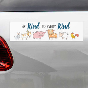 Pegatina Para Coche Be kind to every kind Vegan cute animals