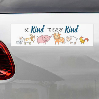 Pegatina Para Coche Be kind to every kind Vegan cute animals